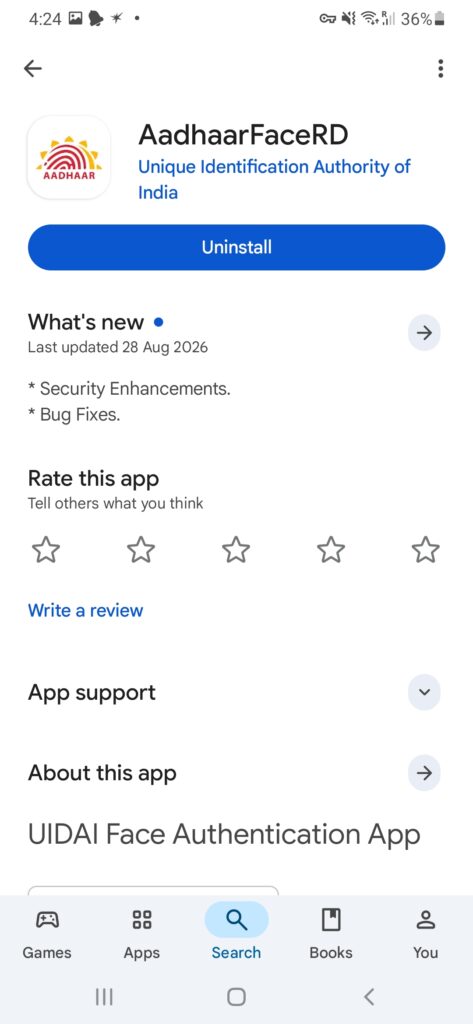 aadhaar face rd playstore android