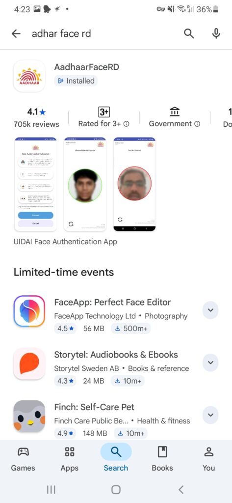 aadhaar face rd playstore download